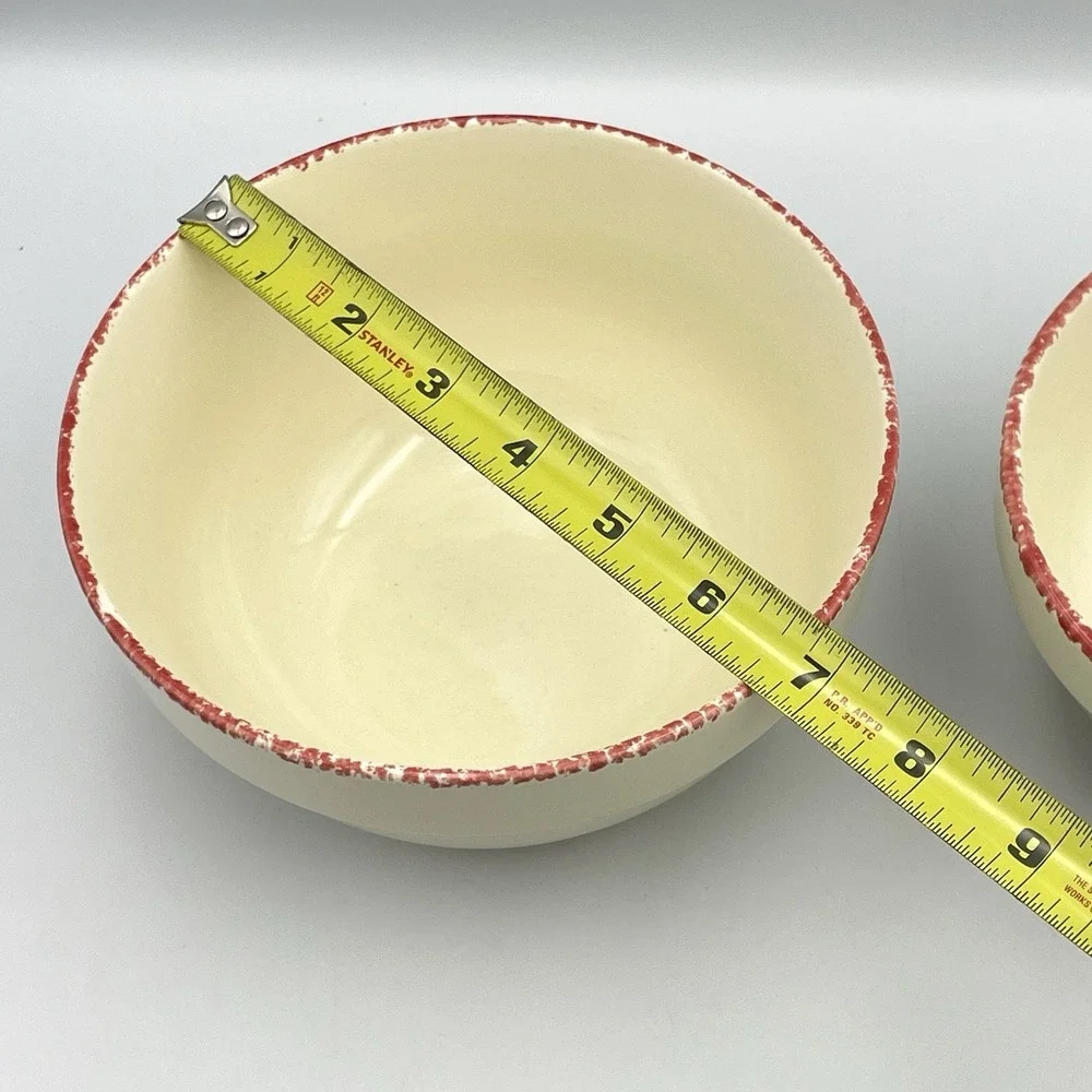 HUABO Farmhouse Mixing Bowls Set Of 2 Country Landscape Rustic Sponge Rim‎